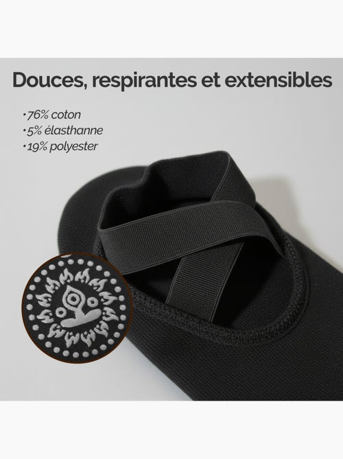 Lot de 4 paires de chaussettes élastiques et antidérapantes pour yoga, pilates - Vivezen - Kiabi