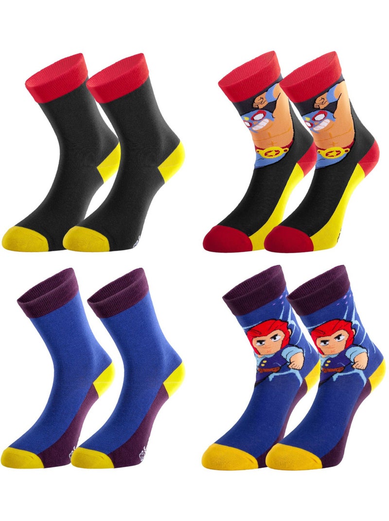 Lot de 4 paires de chaussettes enfant Brawl Stars Freegun Bleu - Kiabi