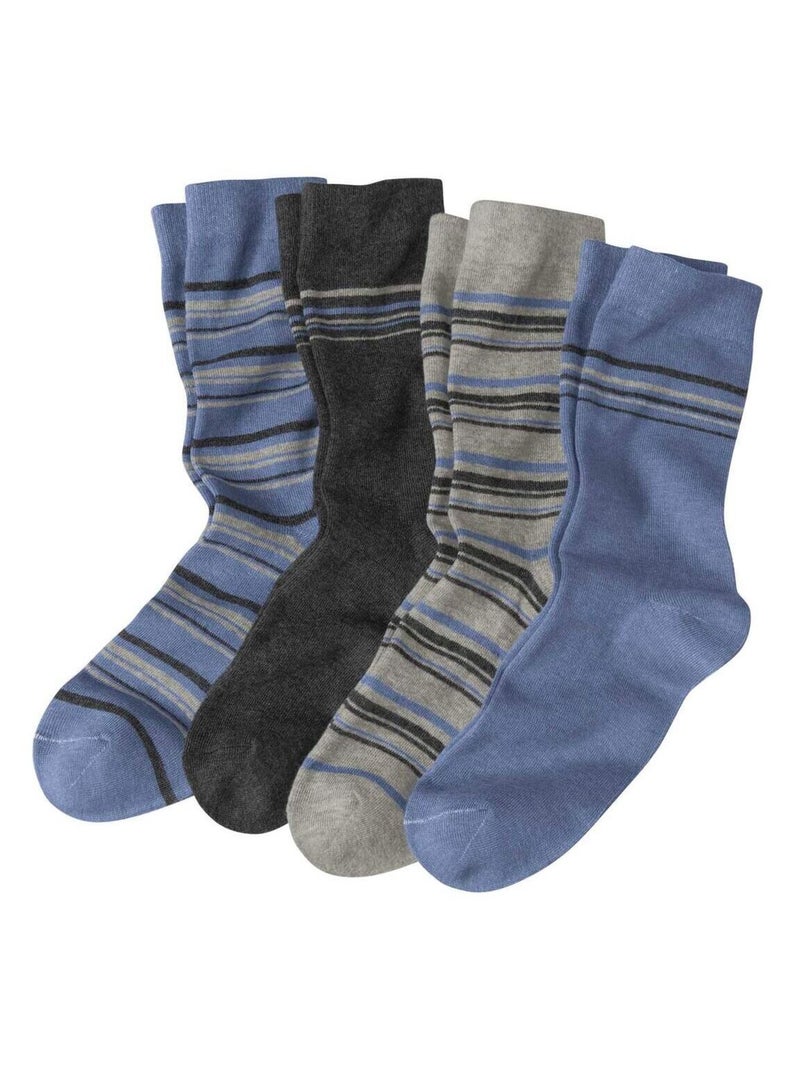 Lot de 4 Paires de Chaussettes Fantaisie  - ATLAS FOR MEN Bleu Gris anthracite - Kiabi