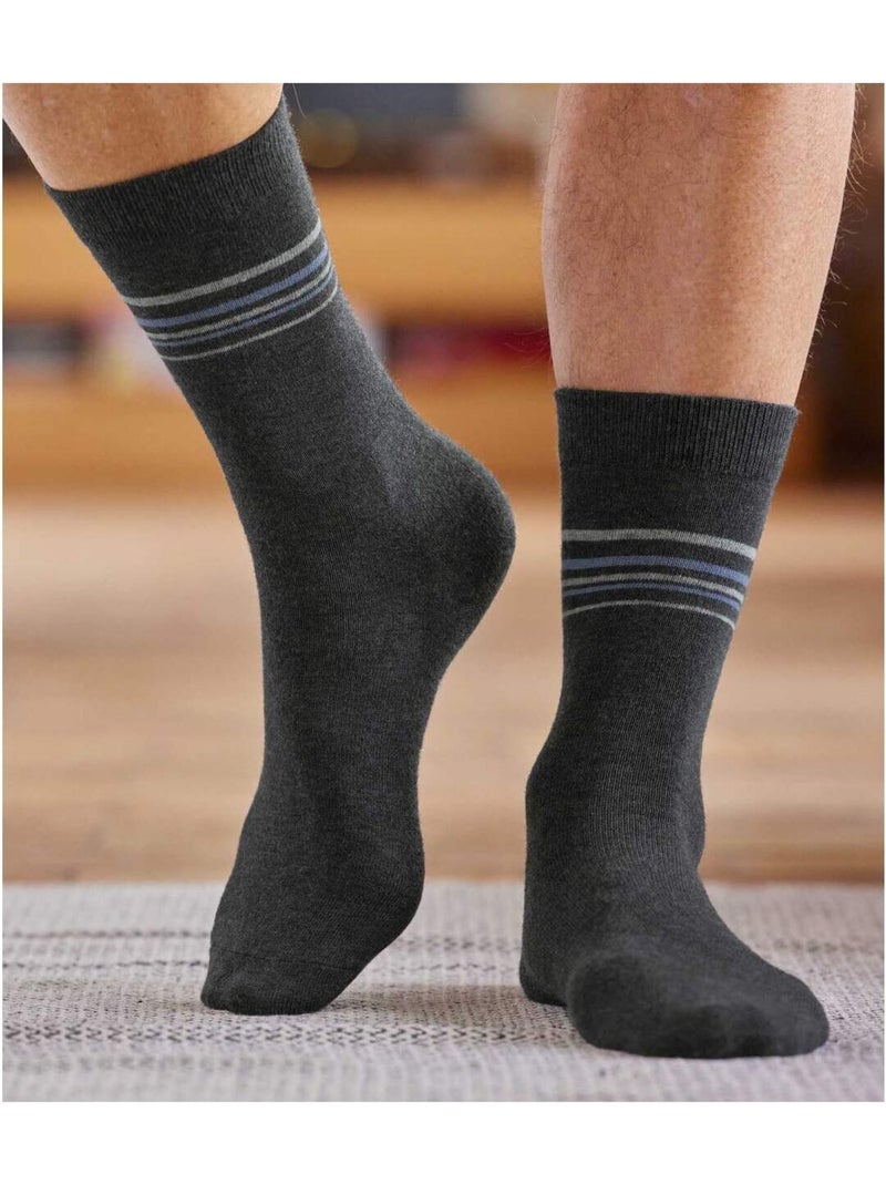 Lot de 4 Paires de Chaussettes Fantaisie  - ATLAS FOR MEN Bleu Gris anthracite - Kiabi