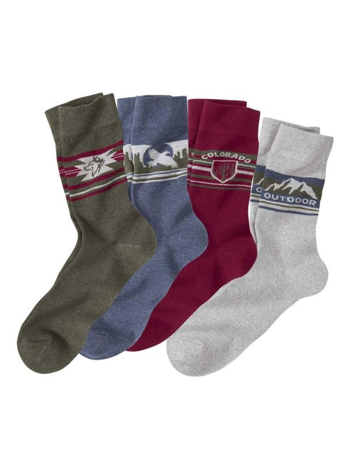 Lot de 4 Paires de Chaussettes Fantaisie  - ATLAS FOR MEN - Kiabi