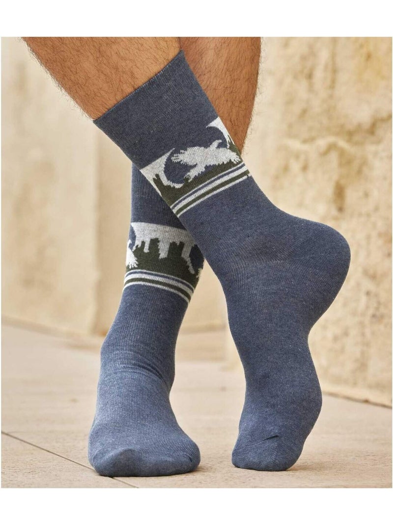 Lot de 4 paires de chaussettes fantaisie  - atlas for men Bleu Gris - Kiabi