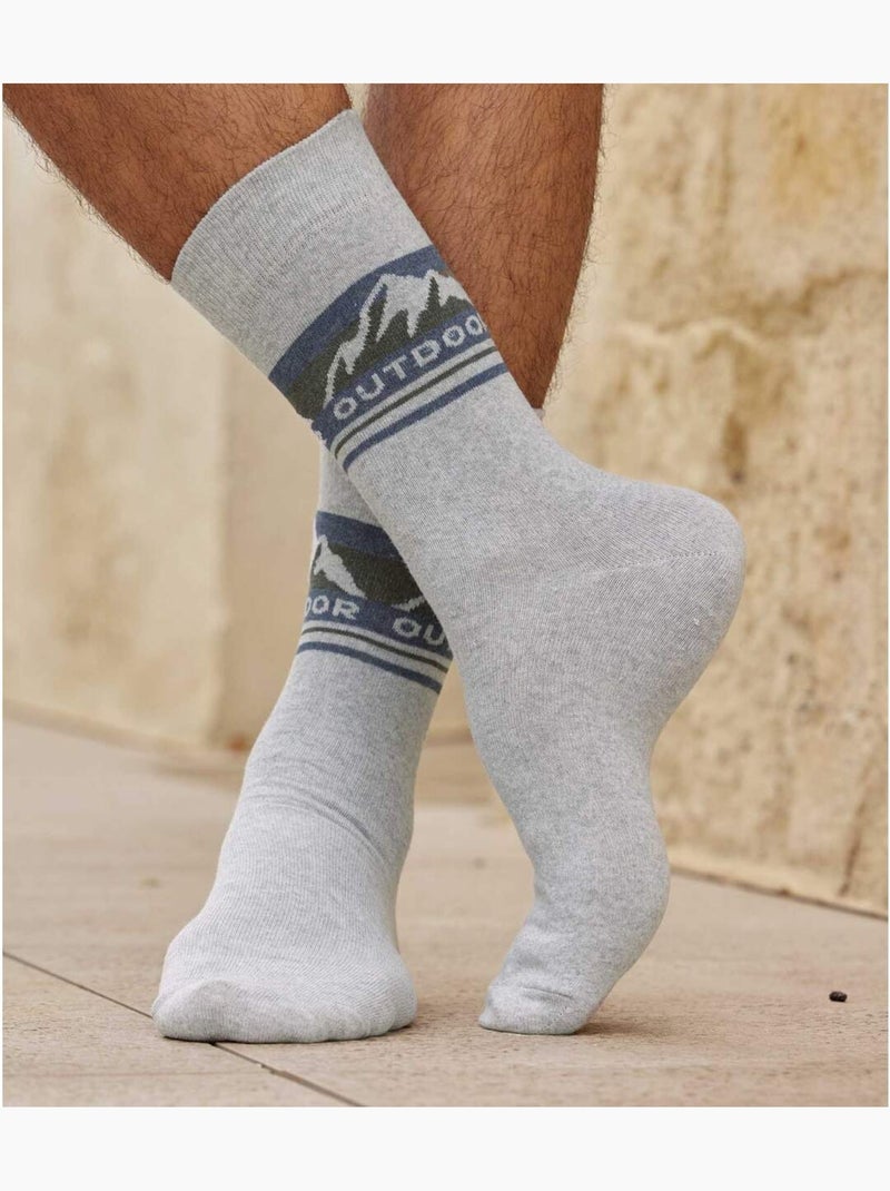 Lot de 4 paires de chaussettes fantaisie  - atlas for men Bleu Gris - Kiabi