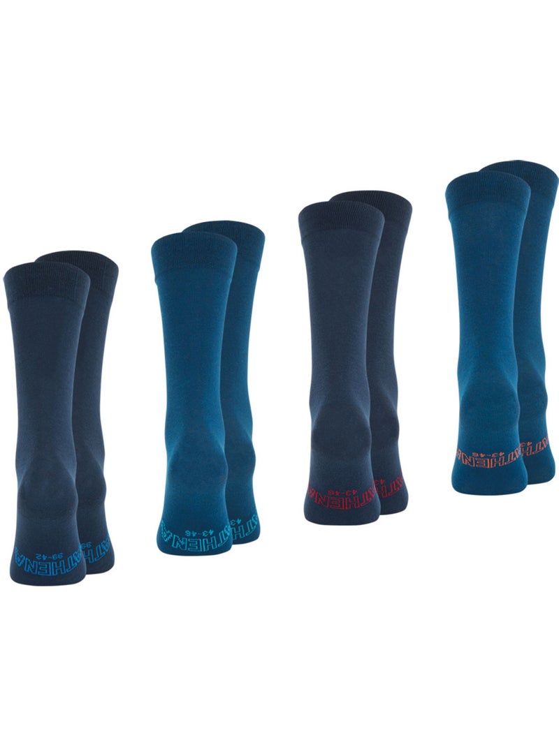 Lot de 4 paires de chaussettes hautes crew ecopack athena Bleu Bleu Bleu - Kiabi
