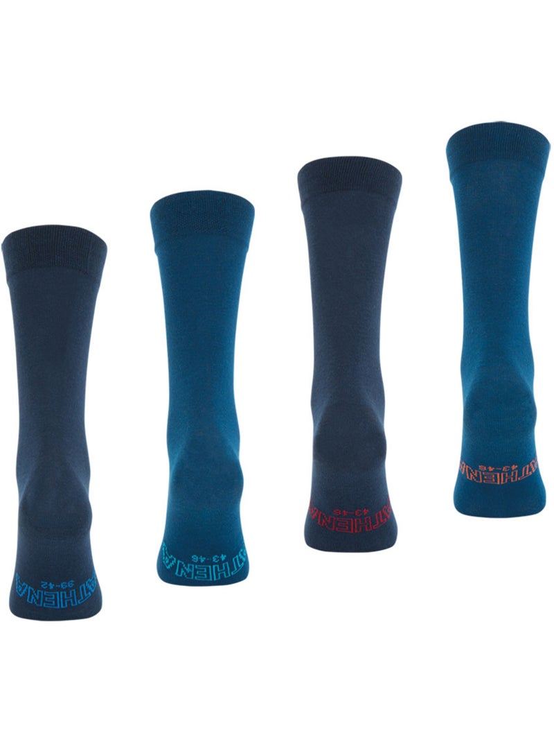 Lot de 4 paires de chaussettes hautes crew ecopack athena Bleu Bleu Bleu - Kiabi
