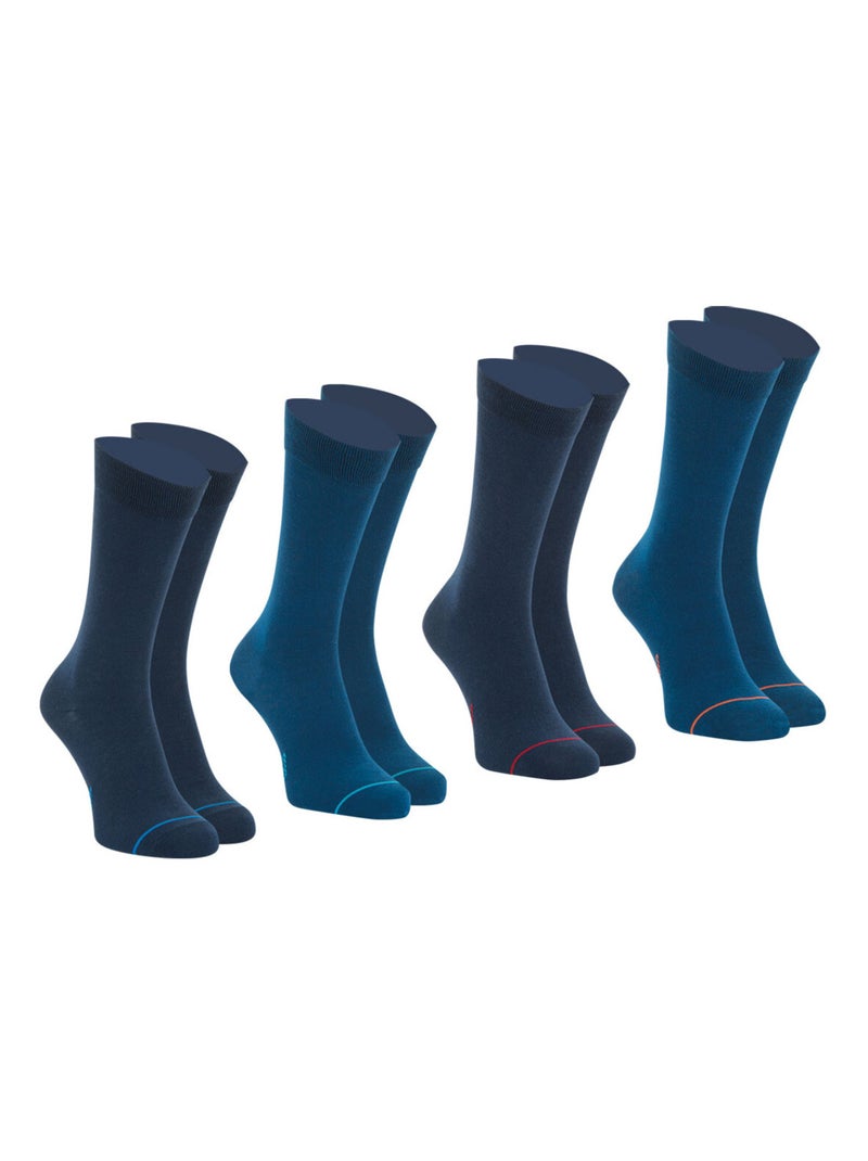 Lot de 4 paires de chaussettes hautes crew Ecopack Athena Bleu - Kiabi