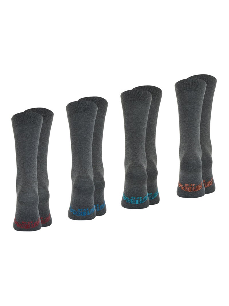 Lot de 4 paires de chaussettes hautes crew Ecopack Athena Gris - Kiabi