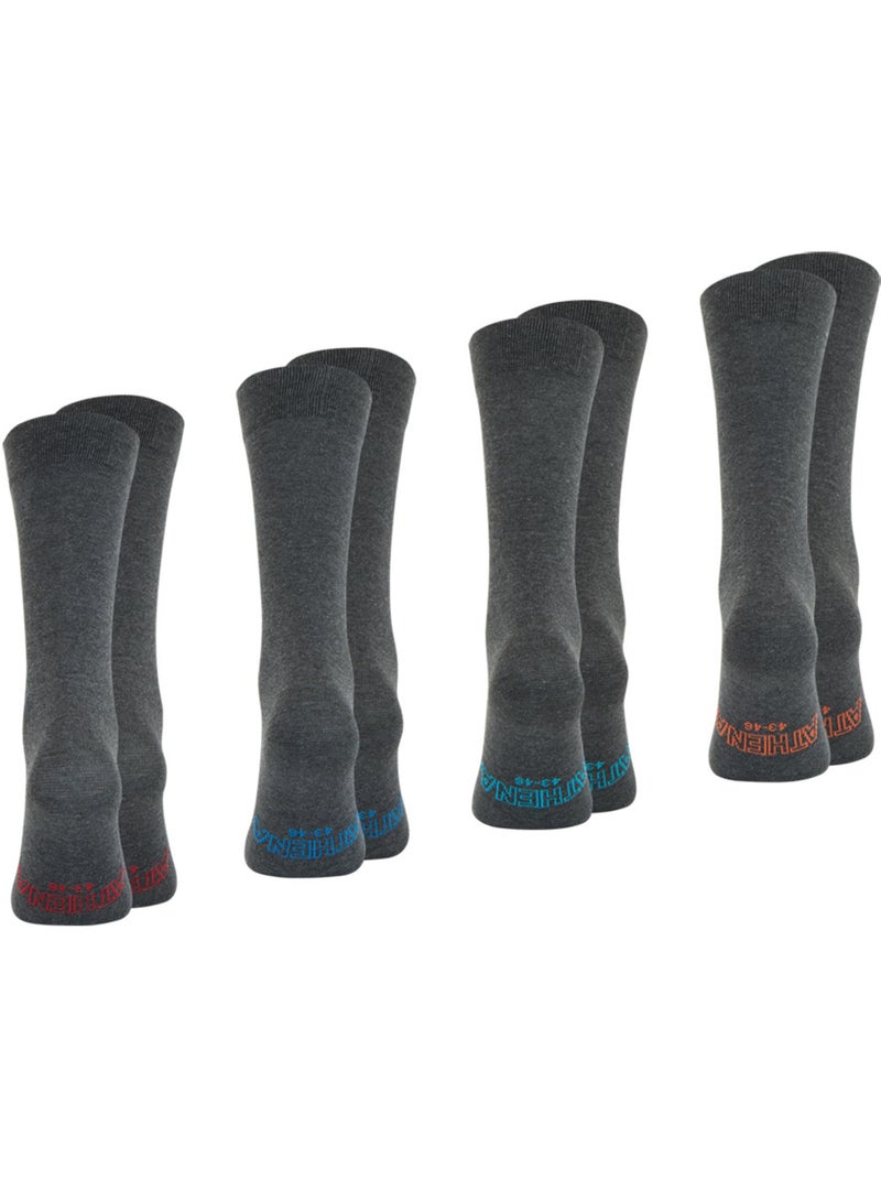 Lot de 4 paires de chaussettes hautes crew ecopack athena Gris chiné - Kiabi