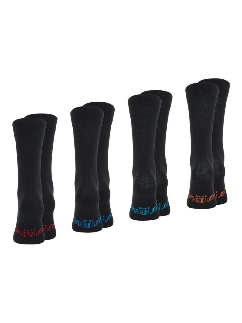 Lot de 4 paires de chaussettes hautes crew Ecopack Athena Noir - Kiabi