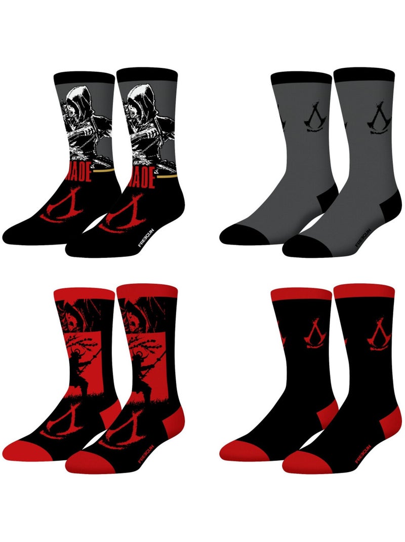 Lot de 4 paires de chaussettes homme Assassin'S Creed Freegun Rouge - Kiabi