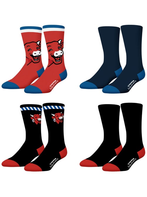 Lot de 4 paires de chaussettes homme La vache qui rit Freegun - Kiabi Lot de 4 paires de chaussettes homme La vache qui rit Freegun - Kiabi