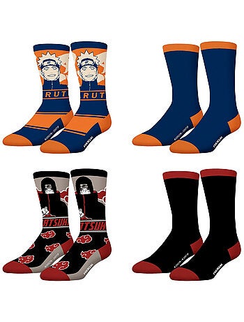 Lot de 4 paires de chaussettes homme naruto shippuden freegun