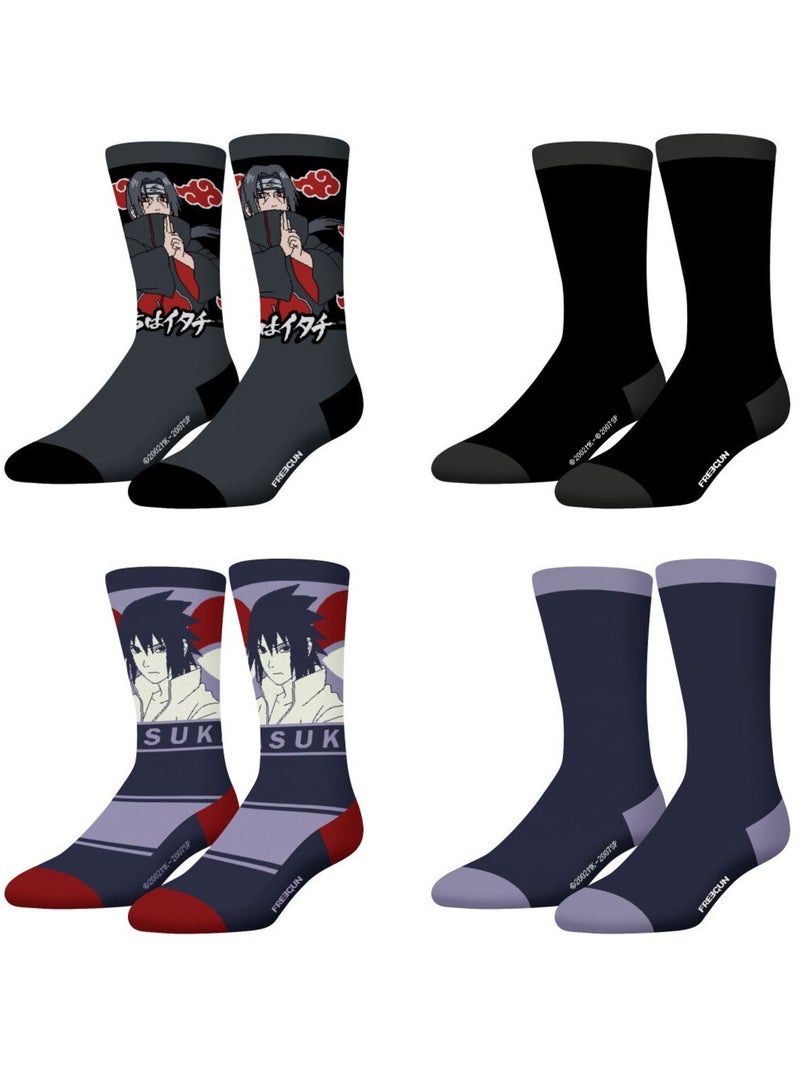 Lot de 4 paires de chaussettes Homme Naruto Shippuden Freegun Noir - Kiabi