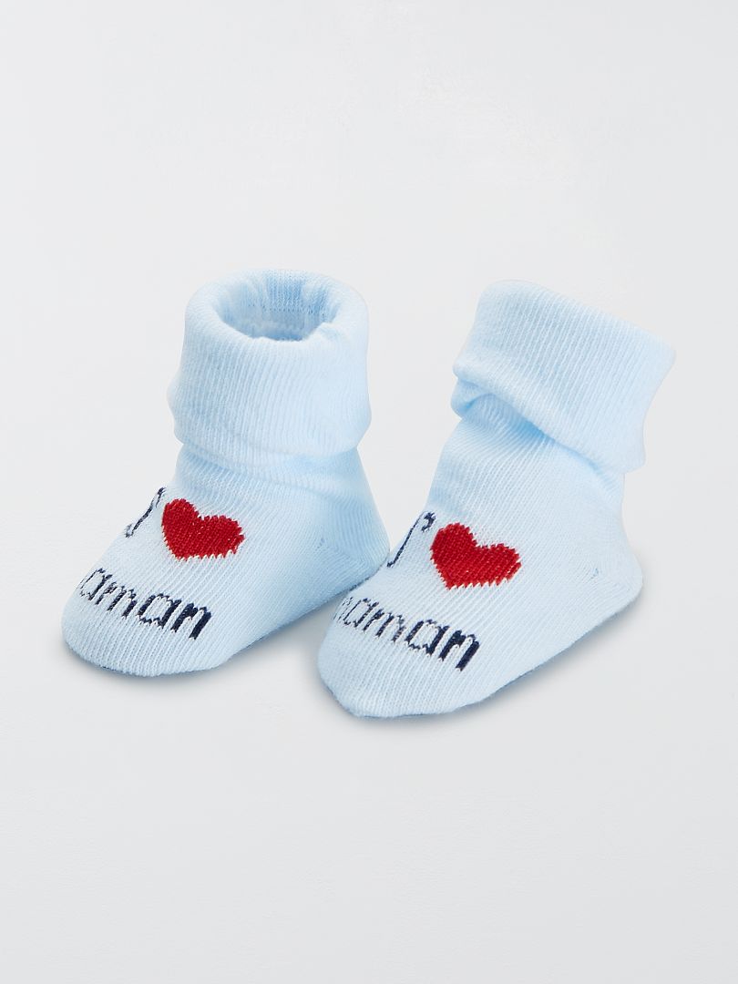 Lot de 4 paires de chaussettes imprimées gris/blanc/bleu - Kiabi