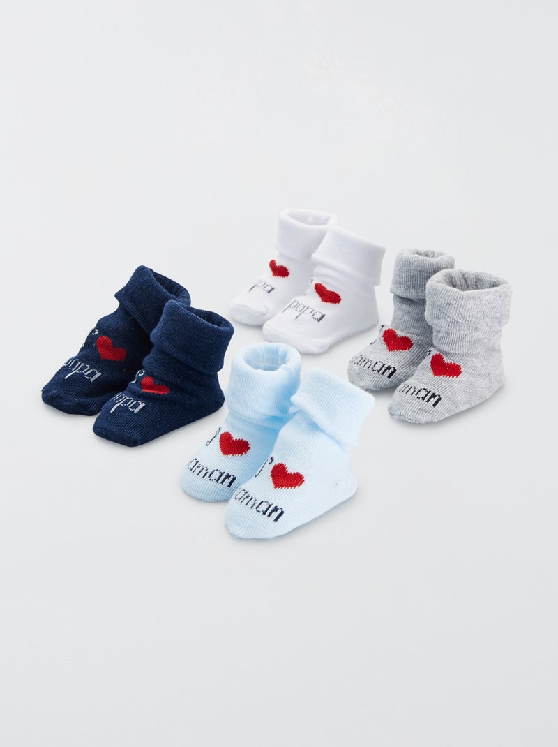 Lot de 4 paires de chaussettes imprimées gris/blanc/bleu - Kiabi