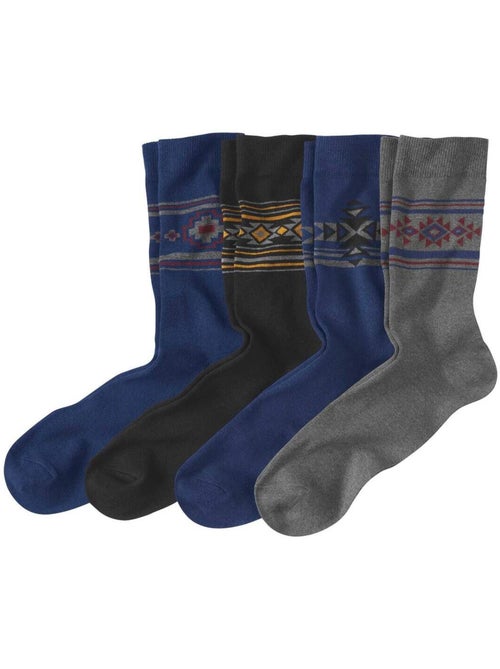 Lot de 4 Paires de Chaussettes Jacquard  - ATLAS FOR MEN - Kiabi