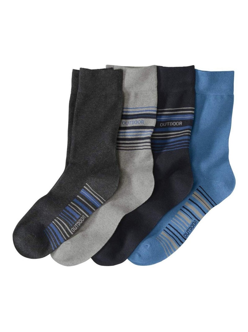 Lot de 4 Paires de Chaussettes Jacquard  - ATLAS FOR MEN Bleu Gris - Kiabi