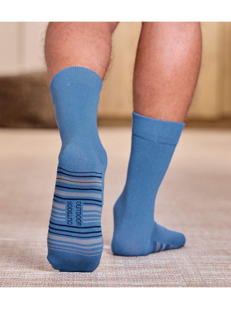 Lot de 4 Paires de Chaussettes Jacquard  - ATLAS FOR MEN Bleu Gris - Kiabi