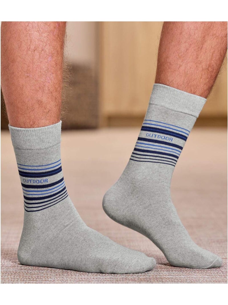 Lot de 4 paires de chaussettes jacquard  - atlas for men Bleu Gris - Kiabi