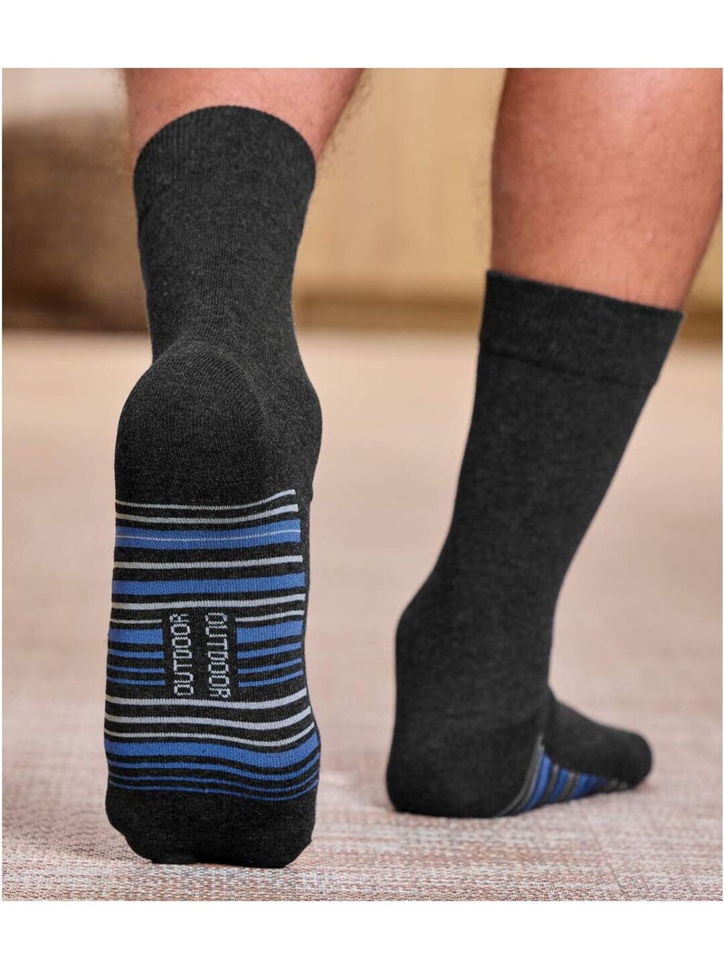 Lot de 4 paires de chaussettes jacquard  - atlas for men Bleu Gris - Kiabi