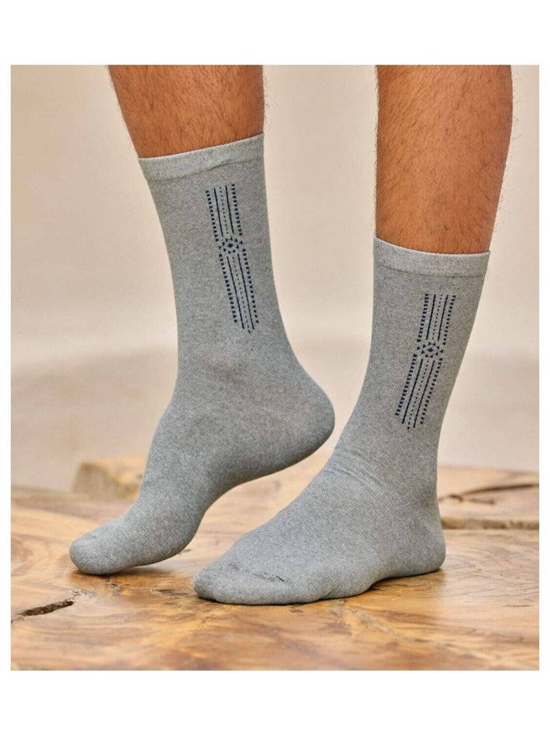 Lot de 4 Paires de Chaussettes Jacquard  - ATLAS FOR MEN Bleu Gris Noir - Kiabi