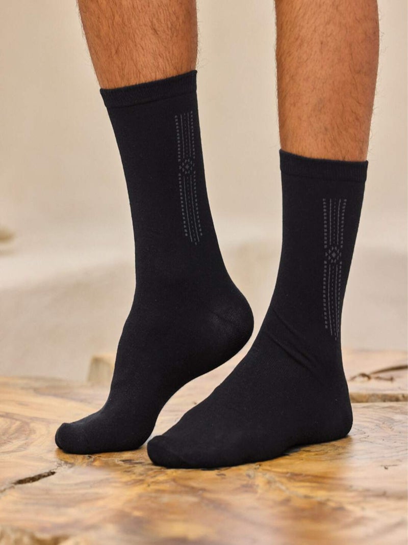 Lot de 4 Paires de Chaussettes Jacquard  - ATLAS FOR MEN Bleu Gris Noir - Kiabi