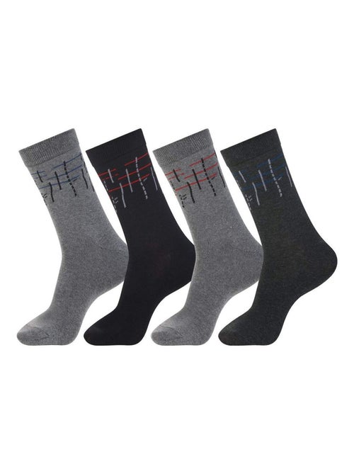 Lot de 4 Paires de Chaussettes Jacquard  - ATLAS FOR MEN - Kiabi