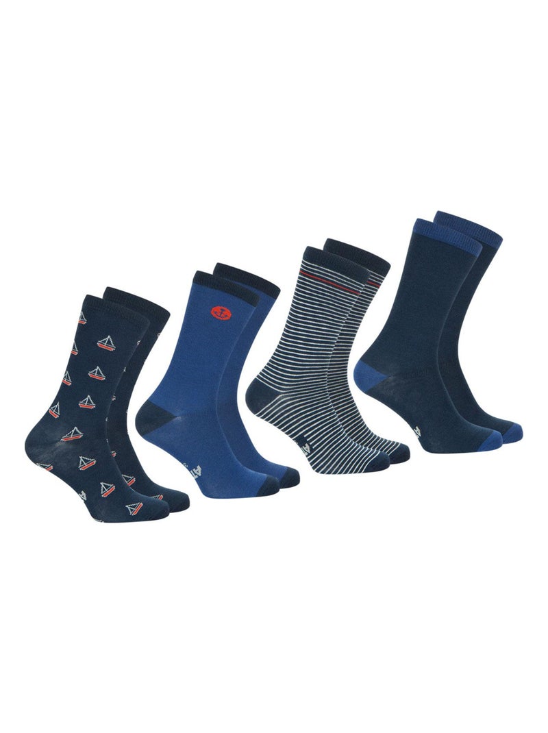Lot de 4 paires de chaussettes mi-hautes homme Ecopack Bleu Gris - Kiabi