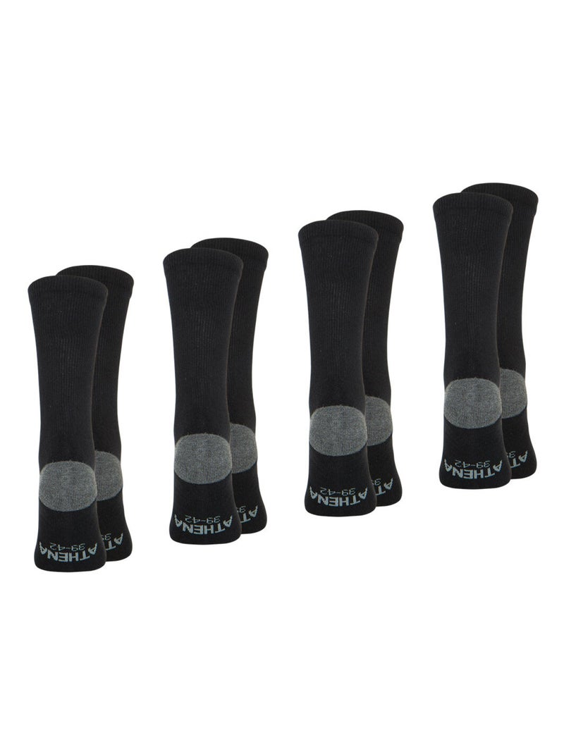 Lot de 4 paires de chaussettes mi-hautes homme Ecopack Sport Athena Noir Gris - Kiabi