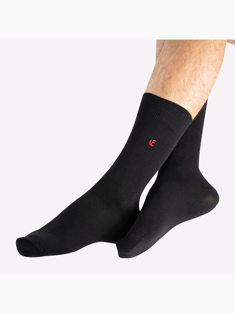 Lot de 4 paires de chaussettes mi-hautes homme Essentiels coton peigné Eminence Noir Noir Noir - Kiabi