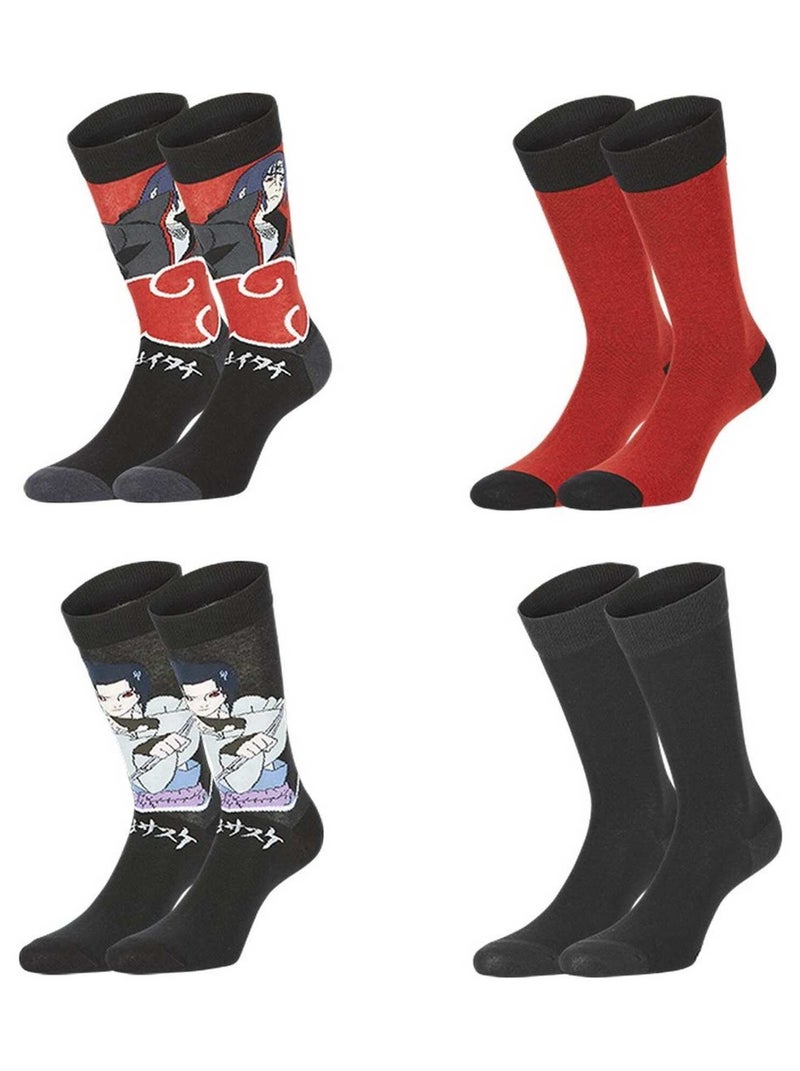 Lot de 4 paires de chaussettes naruto shippuden garçon freegun Noir - Kiabi