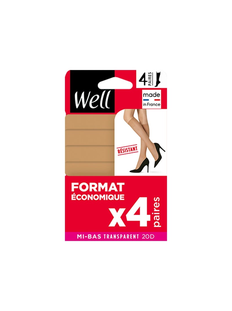 Lot de 4 paires de mi-bas FORMAT ECO Beige - Kiabi