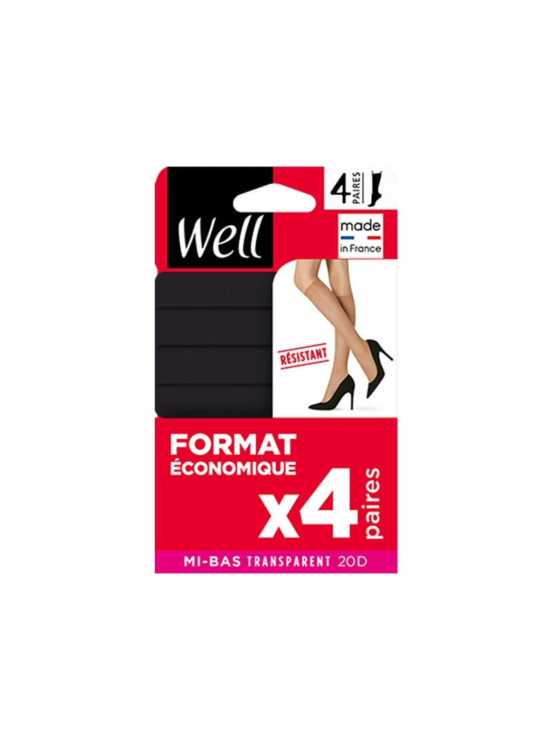 Lot de 4 paires de mi-bas FORMAT ECO Noir - Kiabi