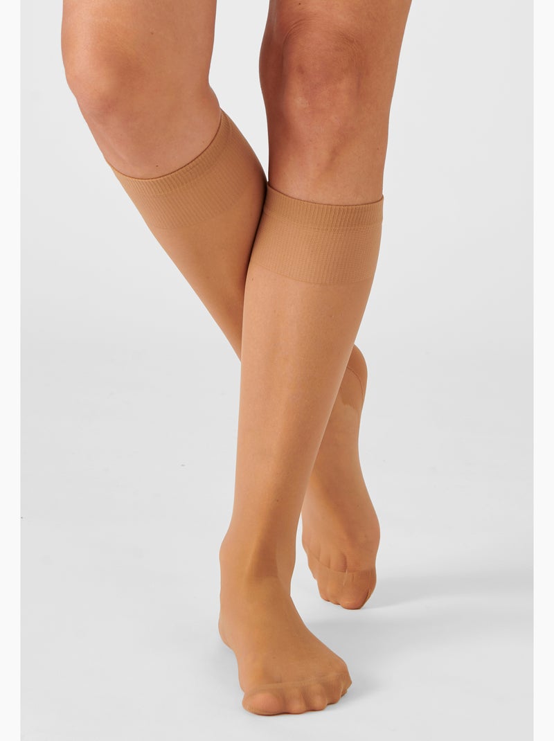 Lot de 4 paires de mi-bas voile 20D - Damart Beige - Kiabi