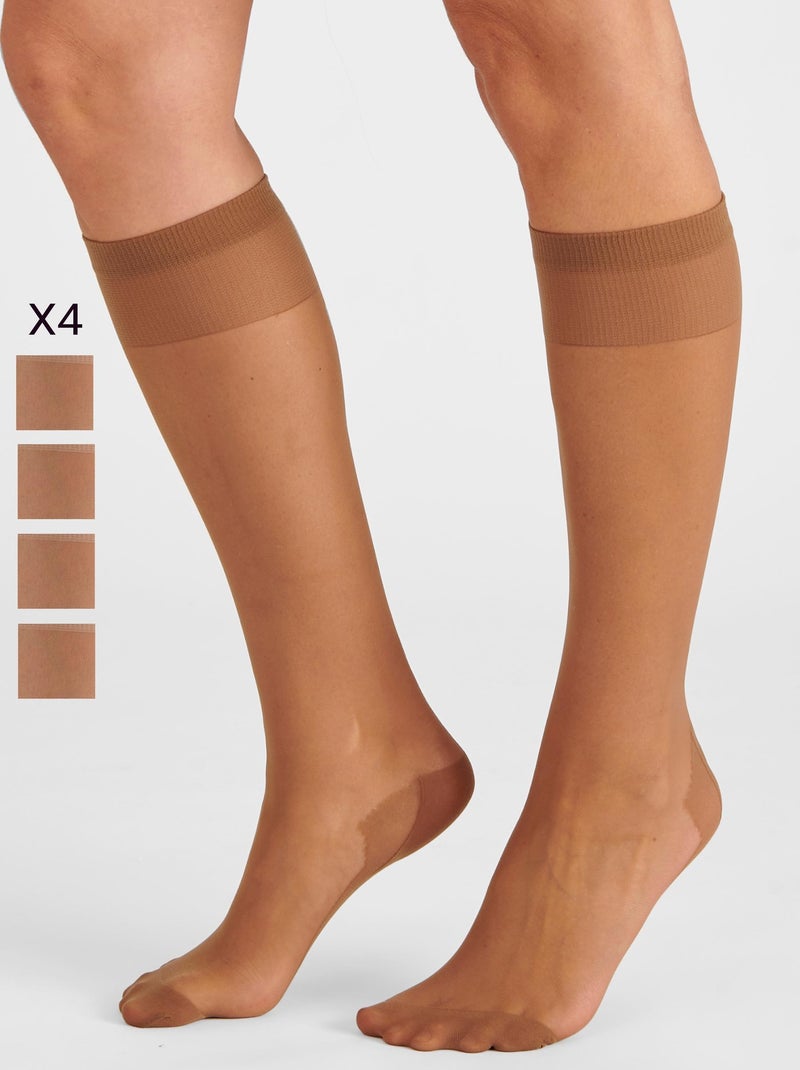 Lot de 4 paires de mi-bas voile 20D - Damart Marron - Kiabi