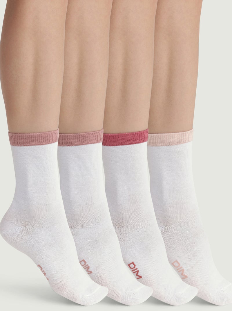 Lot de 4 paires de mi-chaussettes coton peigné EcoDim Blanc - Kiabi