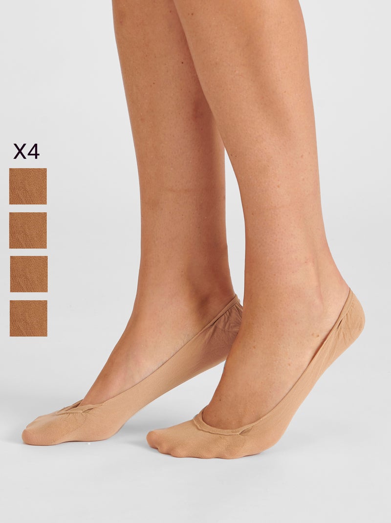 Lot de 4 paires de protège-bas 20D - Damart Beige - Kiabi