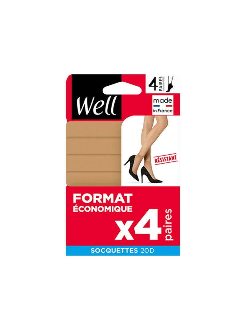 Lot de 4 paires de socquettes FORMAT ECO Beige - Kiabi