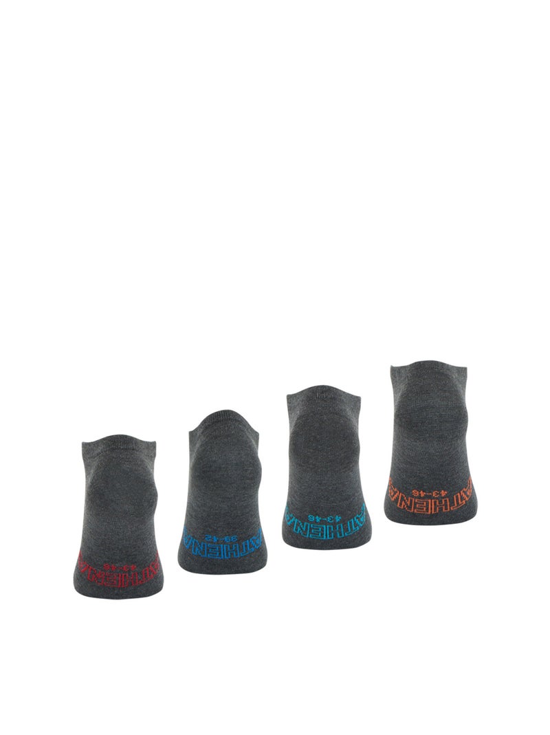 Lot de 4 paires de socquettes low cut Ecopack Athena Gris chiné - Kiabi