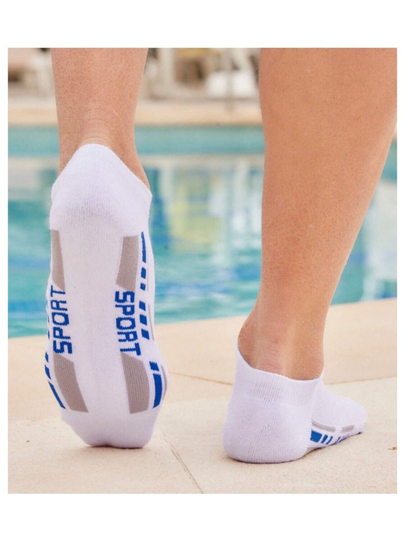 Lot de 4 Paires de Socquettes Sport  - ATLAS FOR MEN Blanc Bleu Gris - Kiabi