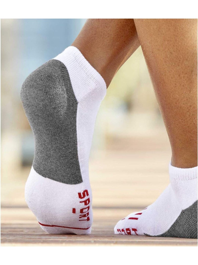 Lot de 4 Paires de Socquettes Sport  - ATLAS FOR MEN Blanc Gris Noir - Kiabi