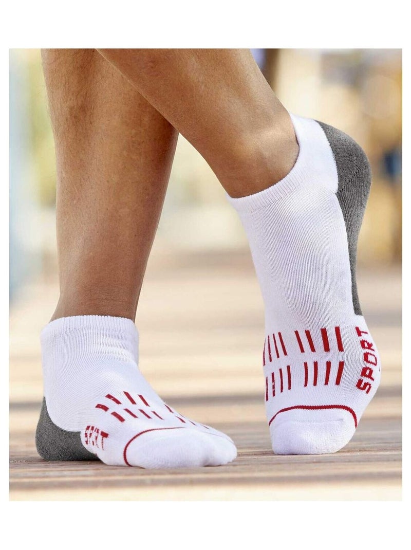 Lot de 4 Paires de Socquettes Sport  - ATLAS FOR MEN Blanc Gris Noir - Kiabi