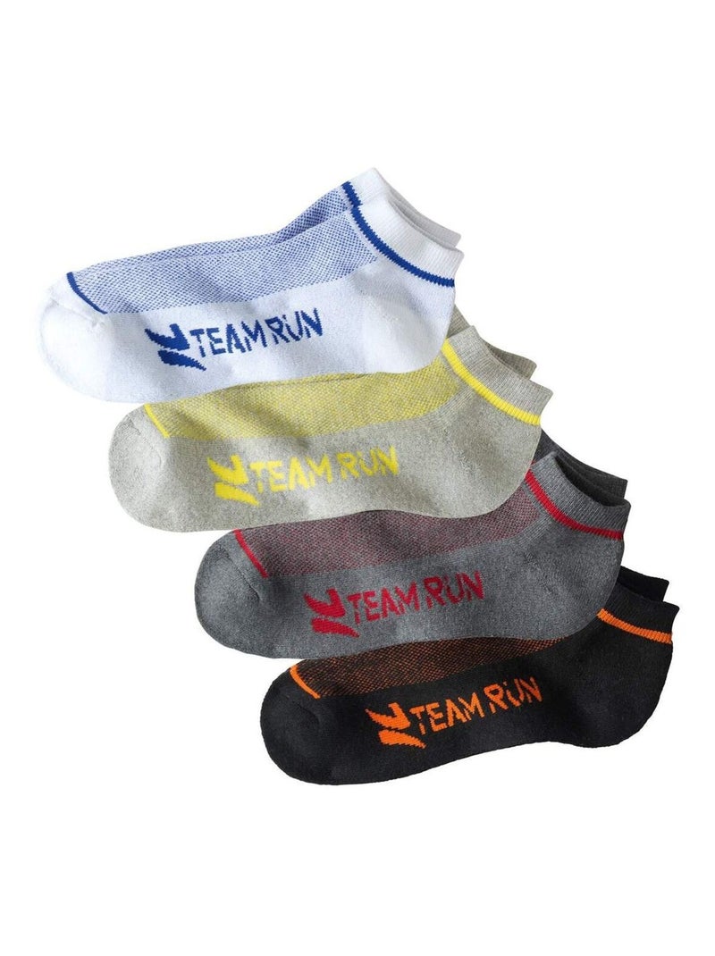 Lot de 4 Paires de SocquettesTeam Run  - ATLAS FOR MEN Blanc Gris Noir - Kiabi