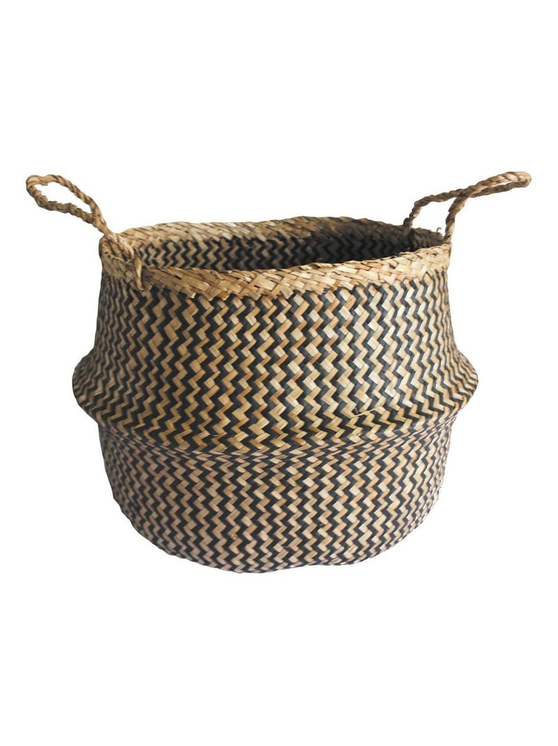 Lot de 4 paniers cloche Ethno ZigZag avec poignées  - Jonc de mer - Nautrel - Blanc - 30x30x30cm Beige - Kiabi