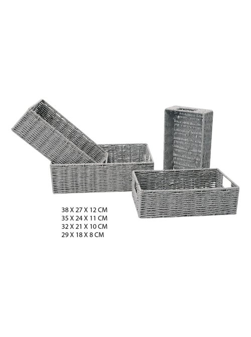 Lot de 4 paniers empilables en Métal et papier - Kiabi