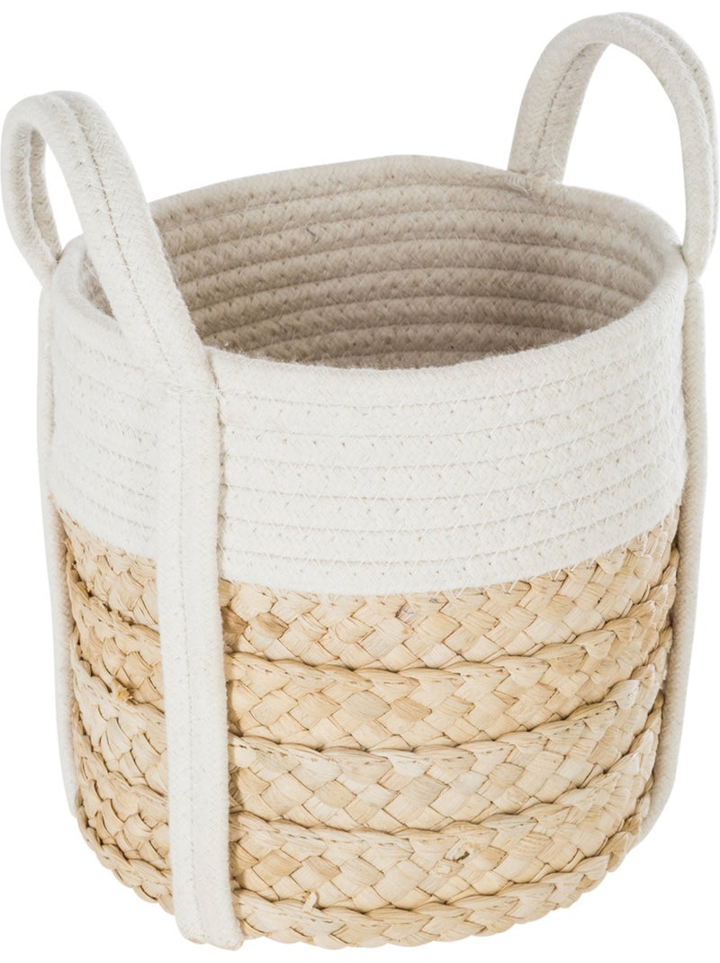 Lot de 4 paniers en fibres de maïs tressées et coton à anses IRVIN Blanc - Kiabi