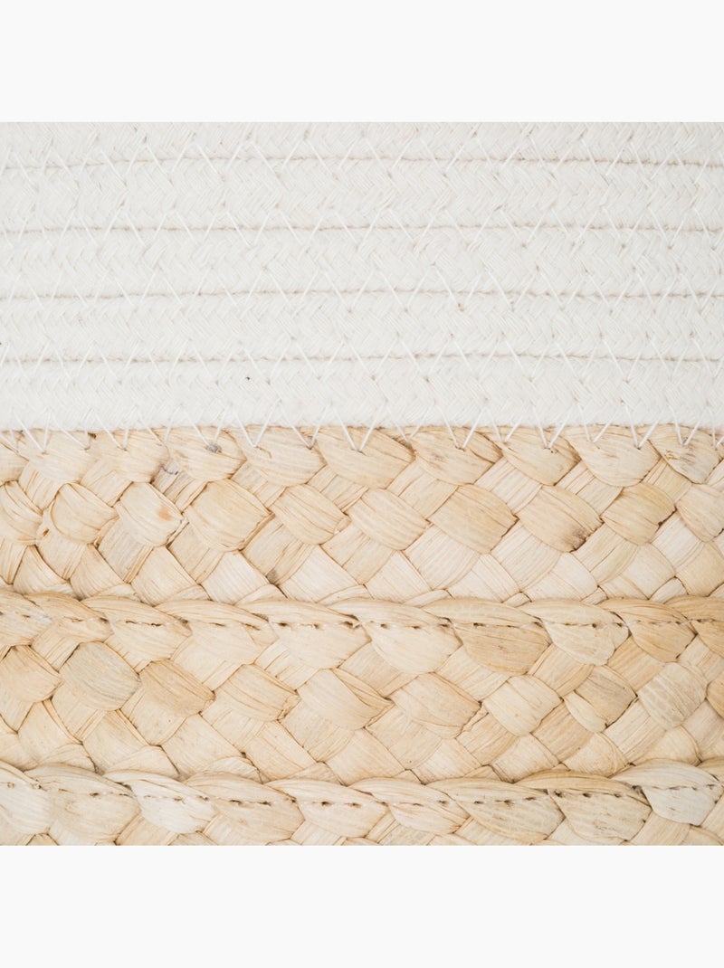 Lot de 4 paniers en fibres de maïs tressées et coton à anses IRVIN Blanc - Kiabi