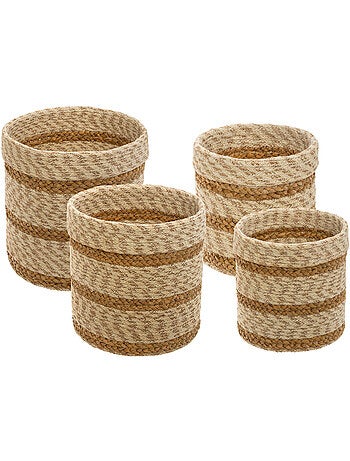 Lot de 4 paniers en jute et roseau tressé EMMETT