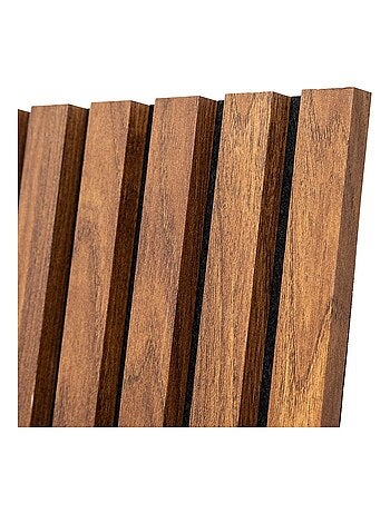 Lot de 4 panneaux décoratifs tasseaux de bois effet noyer COLVA