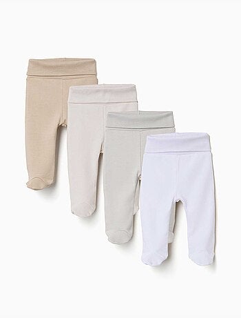 Lot de 4 pantalons à pieds en coton peigné